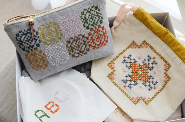 Images of bags from Aneela Hoey's Stitch and Sew and Sweet Stitches books